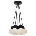 Mina Alabaster Multi Light Pendant - Black / Black Cord