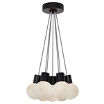 Mina Alabaster Multi Light Pendant - Black / Black / White Cord