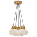 Mina Alabaster Multi Light Pendant - Hand Rubbed Antique Brass / Black / White Cord