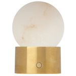 Mina Alabaster Rechargeable Table Lamp - Hand Rubbed Antique Brass / Alabaster