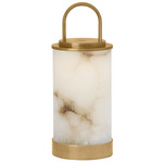 Tawa Alabaster Portable Table Lamp - Hand Rubbed Antique Brass / Alabaster