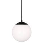 Leo LED Hanging Globe Pendant - Midnight Black / Smooth White