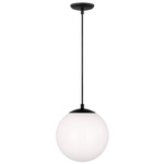 Leo LED Hanging Globe Pendant - Midnight Black / Smooth White