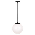 Leo LED Hanging Globe Pendant - Midnight Black / Smooth White