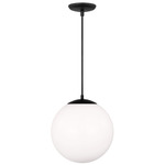Leo LED Hanging Globe Pendant - Midnight Black / Smooth White
