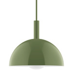 Stack Ray Stem Pendant with Glass Globe - Fern Green / Opal