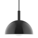Stack Ray Stem Pendant with Glass Globe - Black / Opal
