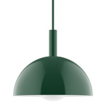Stack Ray Stem Pendant with Glass Globe - Forest Green / Opal