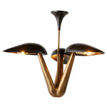 Everglades Chandelier - Blackened Iron / Antique Brass