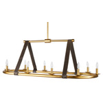Englewood Linear Chandelier - Antique Brass / Moss