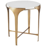 Janine End Table - Antique Brass / White Marble