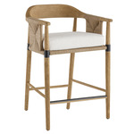 Estes Outdoor Counter / Bar Stool - Teak Wood / White