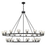 Aragon Double Tier Chandelier - Matte Black / Crystal
