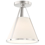 Fulton Cone Semi Flush Ceiling Light - Polished Nickel / White Silk