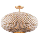 Zanzibar Semi Flush Ceiling Light - Gold / Natural / White
