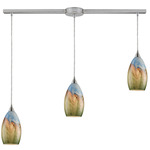 Geologic Linear Multi-Light Pendant - Satin Nickel / Multicolor
