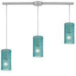 Ice Fragments Linear Slim Pendant - Satin Nickel / Aqua