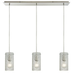 Ice Fragments Linear Pendant - Satin Nickel / Clear