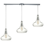 Orbital Linear Multi-Light Pendant - Polished Chrome / Clear