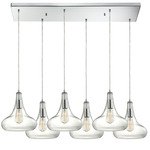 Orbital Linear Multi-Light Pendant - Polished Chrome / Clear