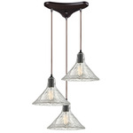 Hand Formed Multi-Light Pendant - Oil Rubbed Bronze / Clear