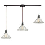 Hand Formed Linear Multi-Light Pendant - Oil Rubbed Bronze / Clear