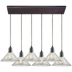 Hand Formed Linear Multi-Light Pendant - Oil Rubbed Bronze / Clear