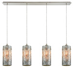 Capri Linear Multi-Light Cylinder Pendant - Satin Nickel / Grey
