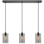 Brant Linear Multi-Light Pendant - Oil Rubbed Bronze / Clear