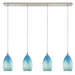 Earth Linear Multi-Light Pendant - Satin Nickel / Whispy Cloud Sky Blue