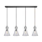 Hand Formed Linear Multi-Light Pendant - Oil Rubbed Bronze / Clear