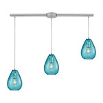 Lagoon Tiered Multi-Light Pendant - Satin Nickel / Aqua