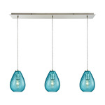 Lagoon Linear Multi-Light Pendant - Satin Nickel / Aqua