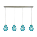 Lagoon Linear Multi-Light Pendant - Satin Nickel / Aqua