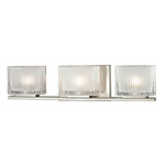 Chiseled Glass Bathroom Vanity Light - Brushed Nickel / Clear