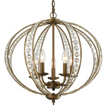 Elizabethan Open Globe Chandelier - Dark Bronze / Clear Crystal