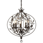 Circeo Cage Chandelier - Deep Rust / Clear Crystal