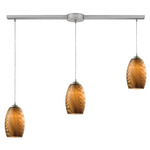 Tidewaters Slim Linear Multi Light Pendant - Satin Nickel / Amber Swirl