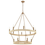 Abaca Tier Chandelier - Satin Brass / Natural