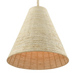 Abaca Cone Pendant - Textured White / Natural