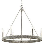 Abaca Bare Chandelier - Polished Nickel / Grey