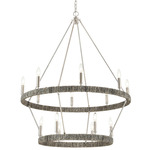 Abaca Tier Chandelier - Polished Nickel / Grey