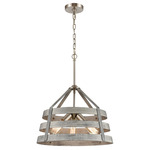 Brigantine Chandelier - Satin Nickel / Weathered Driftwood