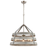 Brigantine Chandelier - Satin Nickel / Weathered Driftwood