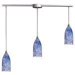 Verona Slim Linear Multi Light Pendant - Satin Nickel / Starburst Blue