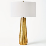 Chased Table Lamp - Antique Brass / Off White
