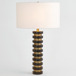 Marble Stack Table Lamp - Black Marble / White Linen