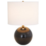 Marble Sphere Table Lamp - Black Marble / White Linen