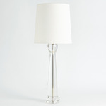 Modern Crystal Column Table Lamp - Crystal / White Linen