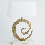 Swirl Table Lamp - Brass / White Linen